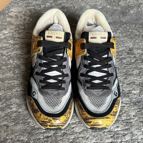 Gucci Black and Yellow Mesh Sneakers